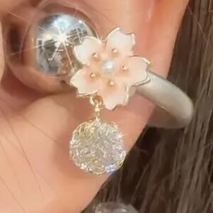 Pink Floral Pearl Earrings